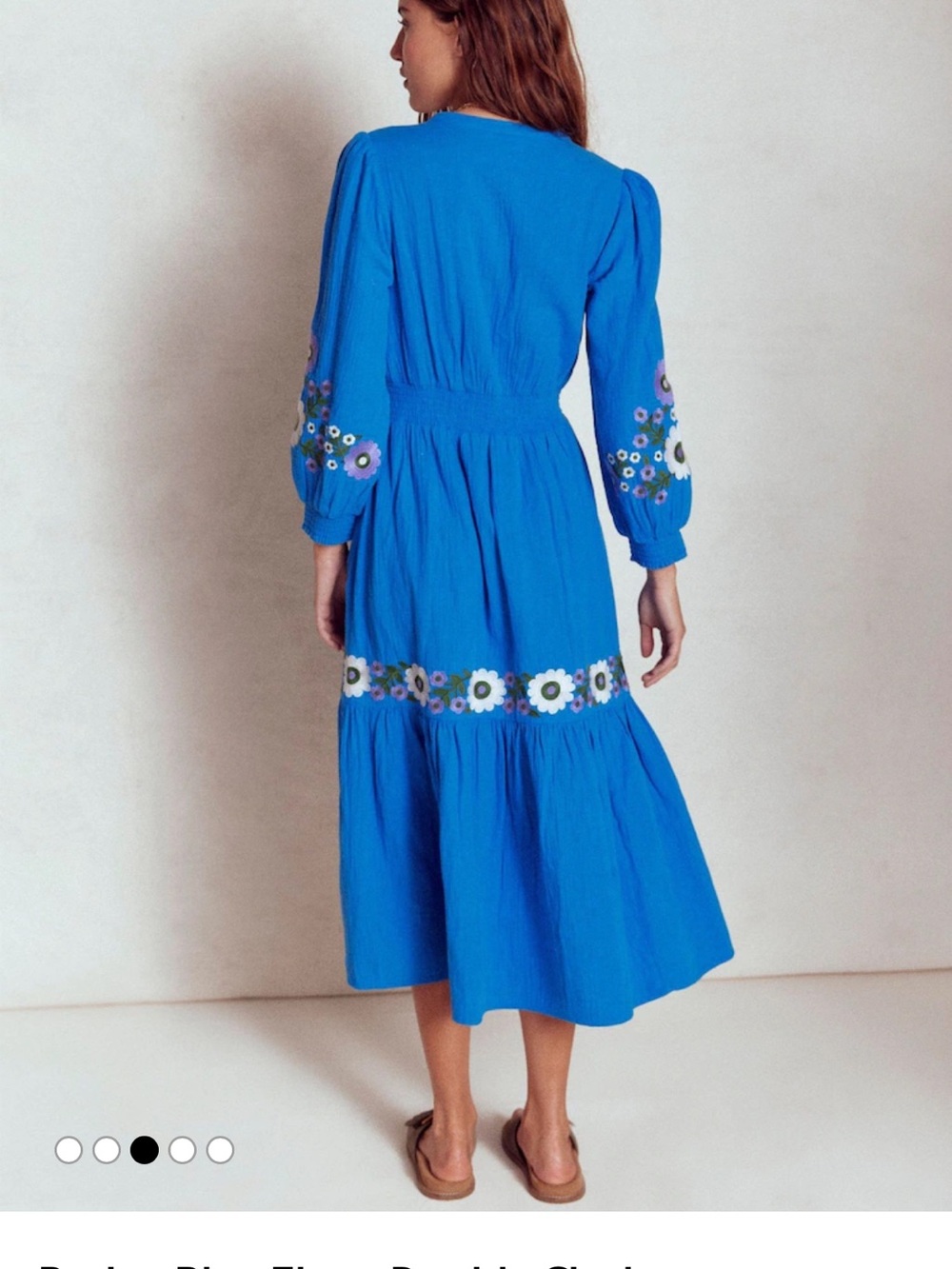 Boden Blue Elena Double Cloth Embroidered Midi Dress Size 12 - Picture 2 of 9